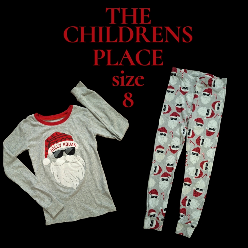 💥💥 3 For $10💥💥The Children's Place Gray and Red Santa Pajama Set